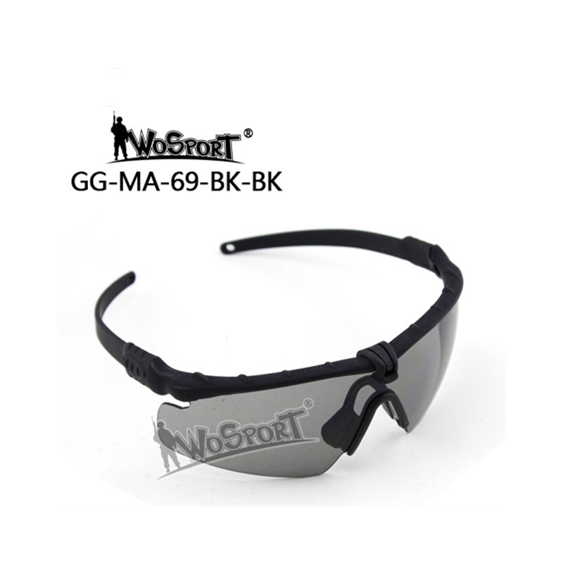 WST lövészszemüveg MA-69, füstös plexi – fekete
