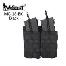 WoSporT nyitott MOLLE-táska 2 db G36 airsoft-tárhoz – fekete