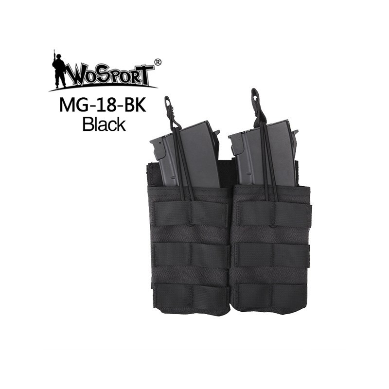 WoSporT nyitott MOLLE-táska 2 db G36 airsoft-tárhoz – fekete WoSporT nyitott MOLLE-táska 2 db G36 airsoft-tárhoz – fekete