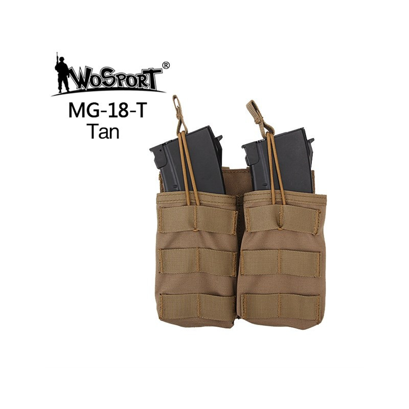 WST nyitott MOLLE-táska 2 db G36-os tárhoz – bézs