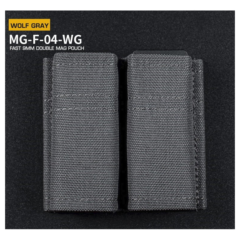 WoSporT FAST típusú 9 mm-es pisztoly-tár MOLLE dupla tok – szürke WoSporT FAST típusú 9 mm-es pisztoly-tár MOLLE dupla tok – szürke