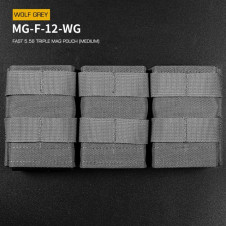WoSporT FAST Type 5.56 (M4) Triple Mag MOLLE Pouch – Grey | ANAREUS