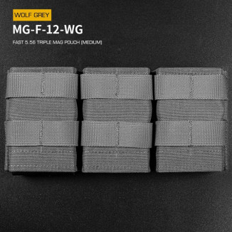 WoSporT FAST 5,56 mm-es (M4) háromtárcás MOLLE-táska – szürke | ANAREUS