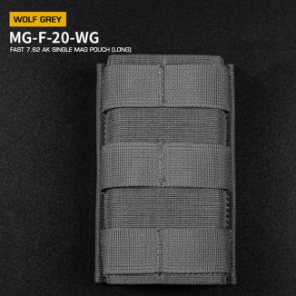 WoSporT FAST Type 7.62 (AK) Magazine MOLLE Pouch, Long – Grey