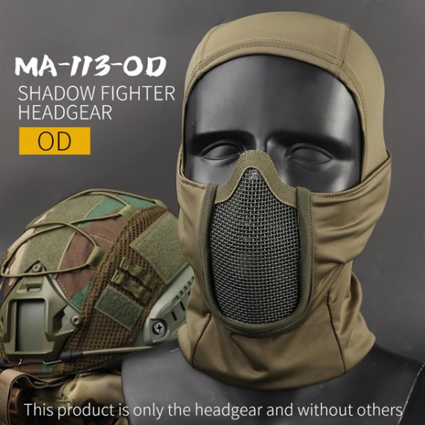 Árnyékos balaclava acél félarcmaszkkal (OD)
