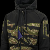 HELIKON ROGUE kapucnis pulóver (FullZip)® – Fekete/tigriscsíkos