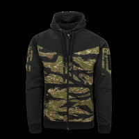HELIKON ROGUE kapucnis pulóver (FullZip)® – Fekete/tigriscsíkos