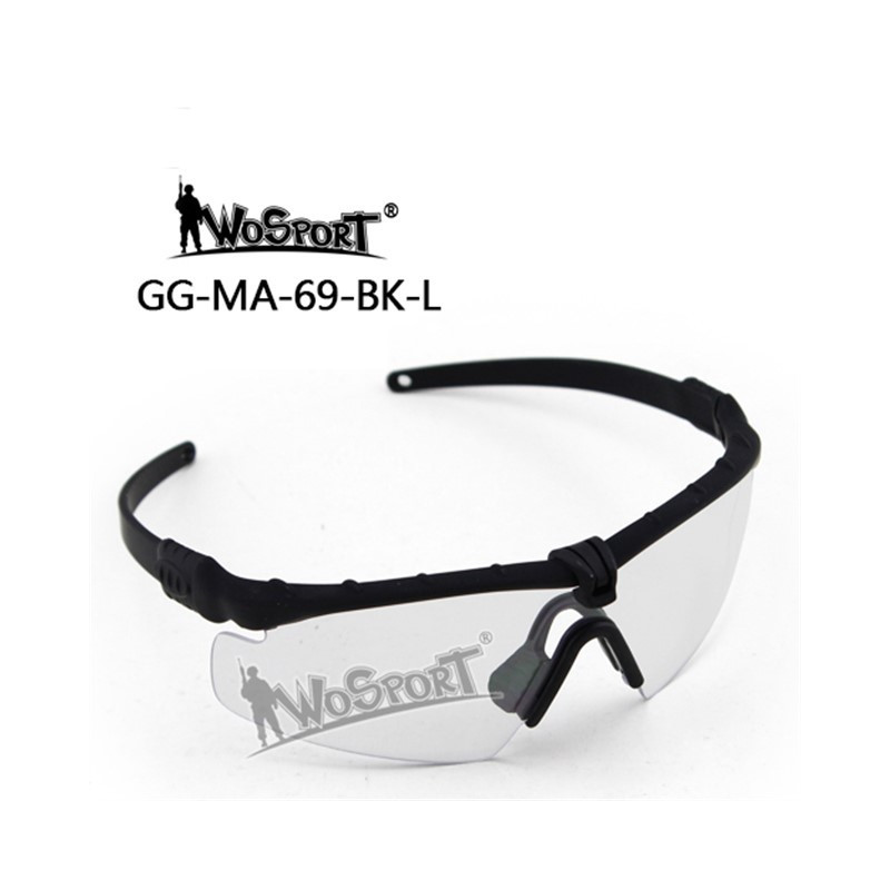 WST Shooting Glasses MA-69, Clear Visor – Black