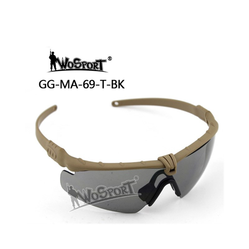 WST Shooting Glasses MA-69, Smoke Visor – Tan
