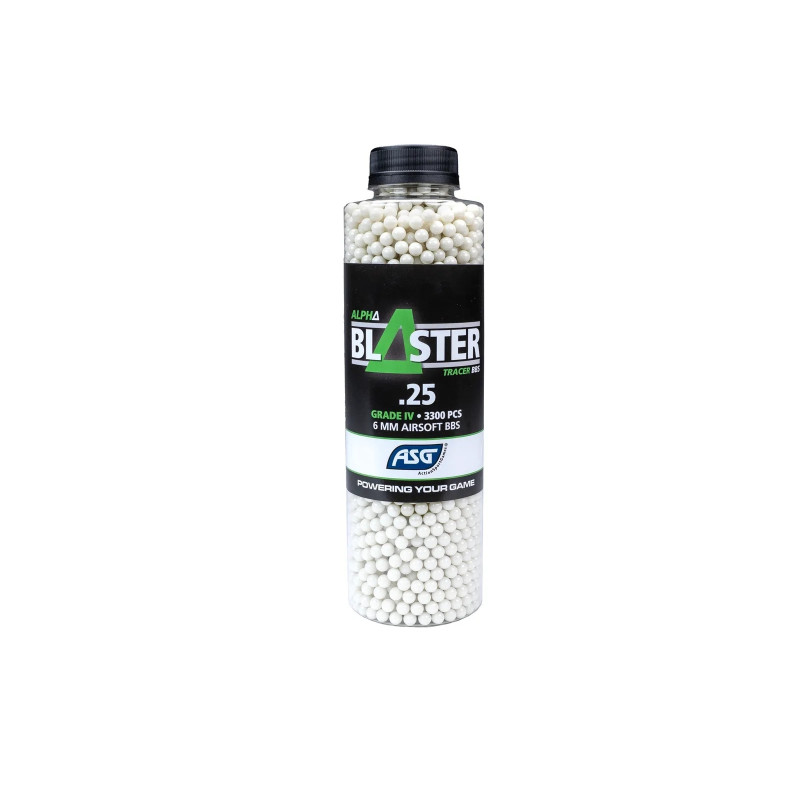 ASG ALPHA Blaster Green Tracer BBs 0,25g, 3300 BBs ASG ALPHA Blaster Green Tracer BBs 0,25g, 3300 BBs