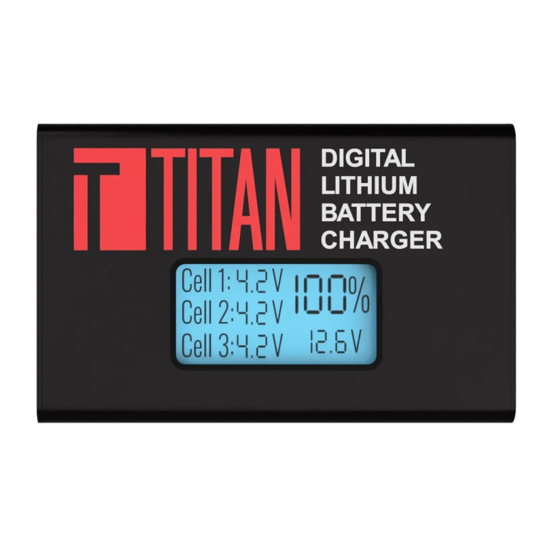 TITAN Li-Pol / Li-Ion digitális töltő V2 (EU-csatlakozó) – fekete