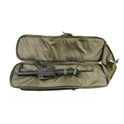 Két gépkarabélyt befogadó táska – 65 és 96 cm – olajzöld