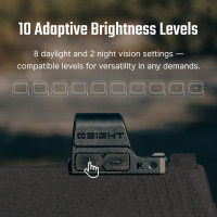 OLIGHT Osight K vörös pontos célzó, RMSc rögzítőalappal – fekete | ANAREUS