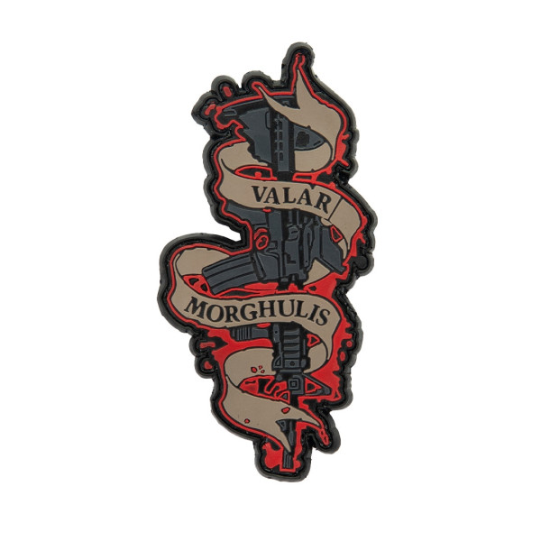 3D PVC VALAR MORGHULIS Airsoft Patch - Black / Red