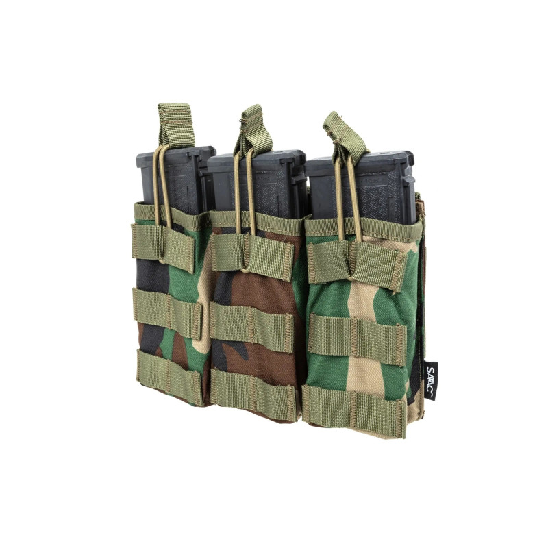 SATAC nyitott MOLLE-táska 3 db M4/AR15-es tárhoz – Woodland