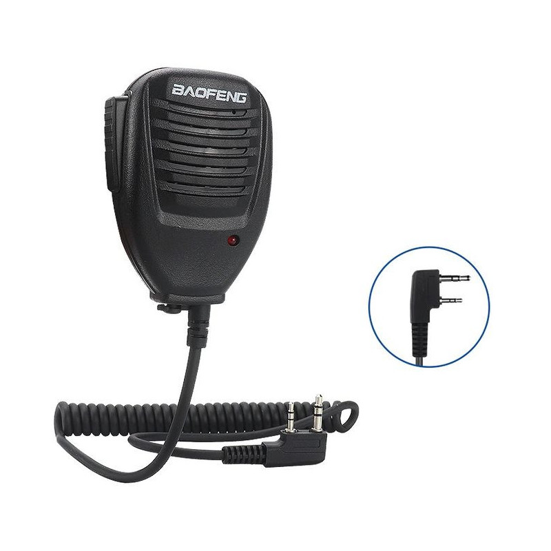 External Speaker with Mic for Baofeng Radios, Kenwood 2-pin - Black
