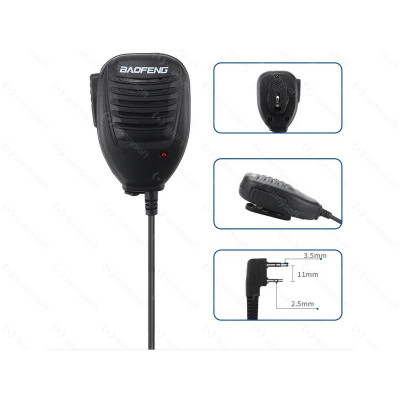 Külső hangszóró mikrofonnal Baofeng rádiókhoz, Kenwood 2-pólusú – fekete