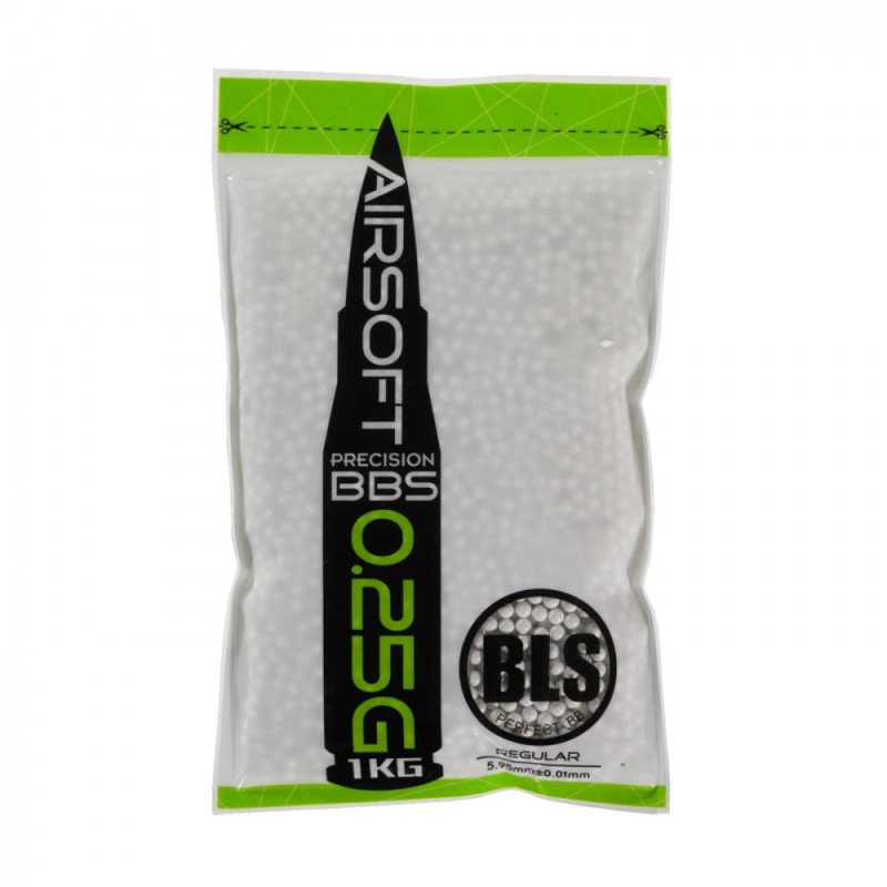 BLS PRECISION Airsoft Pellets 0.25g, 4000 BBs (Bag) - White BLS PRECISION Airsoft Pellets 0.25g, 4000 BBs (Bag) - White
