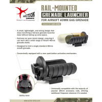 Action Army Mini RIS Rail Grenade Launcher for 40mm Grenade - Black