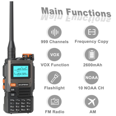 Baofeng UV-K61 háromsávos rádió (AIR / VHF / UHF), USB-C – fekete