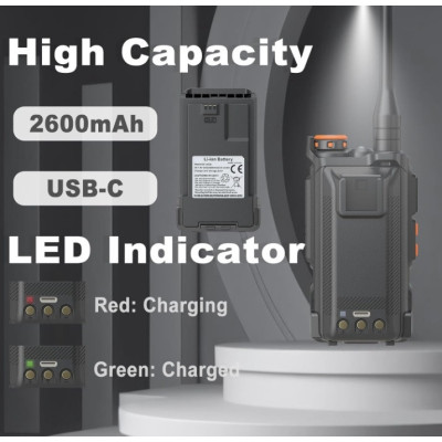 Baofeng UV-K61 Tri-band Radio (AIR / VHF / UHF), USB-C - Black