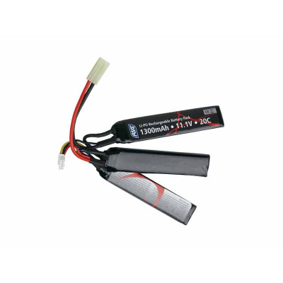ASG Li-Pol Battery 11.1V 1300mAh, 20C, Tamiya - Crane (3-pieces)