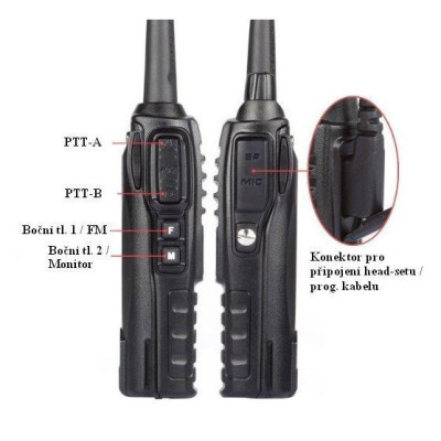 Baofeng UV-82 HP 8 W (VHF, UHF) rádió – fekete