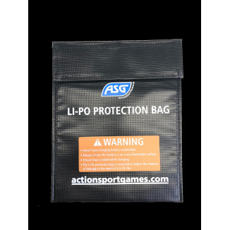 ASG Protective Non-Flammable Bag for Batteries, 21x18 cm - Black