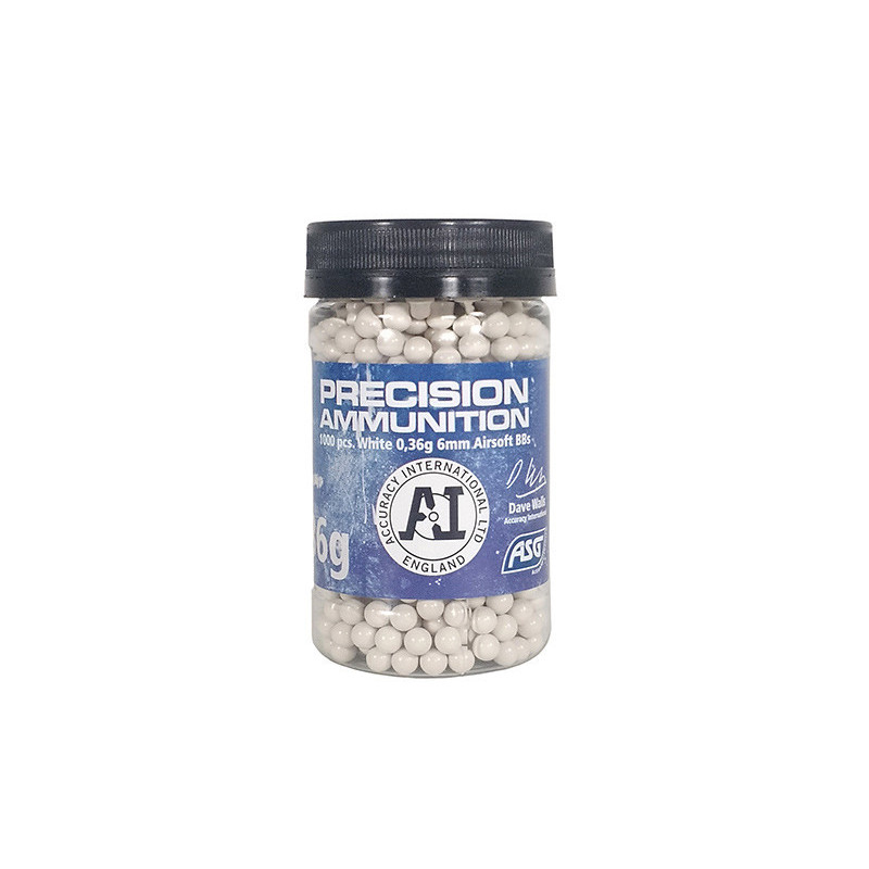 ASG Accuracy International nehéz BB-k 0,36 g, 1000 db – fehér