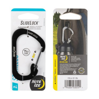 SLIDELOCK® karabiner rozsdamentes acélból, fekete – 4-es méret