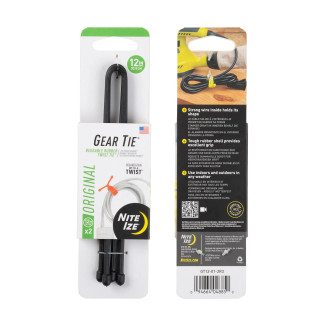 GEAR TIE® REUSABLE RUBBER TWIST TIE™ (2pcs), Black - length 12"
