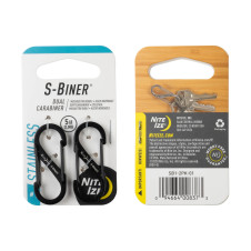 S-BINER® rozsdamentes acél kettős karabiner (2 db), fekete – 1-es méret