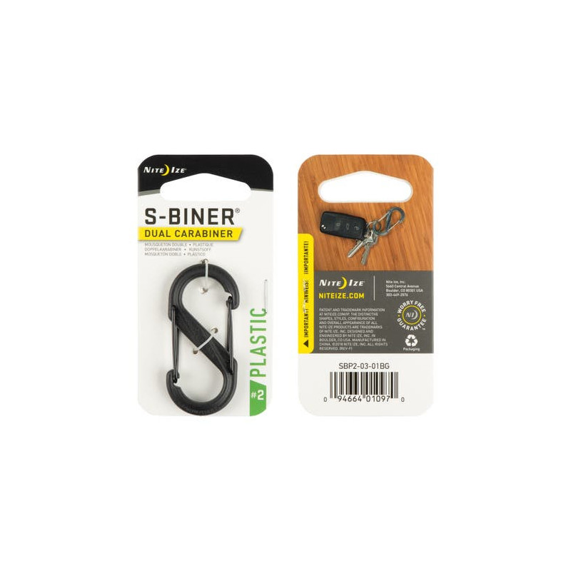 S-BINER® PLASTIC DUAL CARABINER, fekete – 2-es méret S-BINER® PLASTIC DUAL CARABINER, fekete – 2-es méret