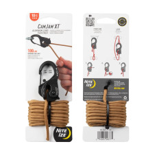 CamJam® XT™ alumínium kötélfeszítő + 3 m-es paracord, fekete – nagy méret