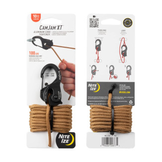 CamJam® XT™ alumínium kötélfeszítő + 3 m-es paracord, fekete – nagy méret